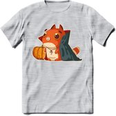 Graaf Dracula kat T-Shirt Grappig | Dieren katten halloween Kleding Kado Heren / Dames | Animal Skateboard Cadeau shirt - Licht Grijs - Gemaleerd - M