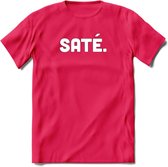 Sate - Snack T-Shirt | Grappig Verjaardag Kleding Cadeau | Eten En Snoep Shirt | Dames - Heren - Unisex Tshirt | - Roze - S