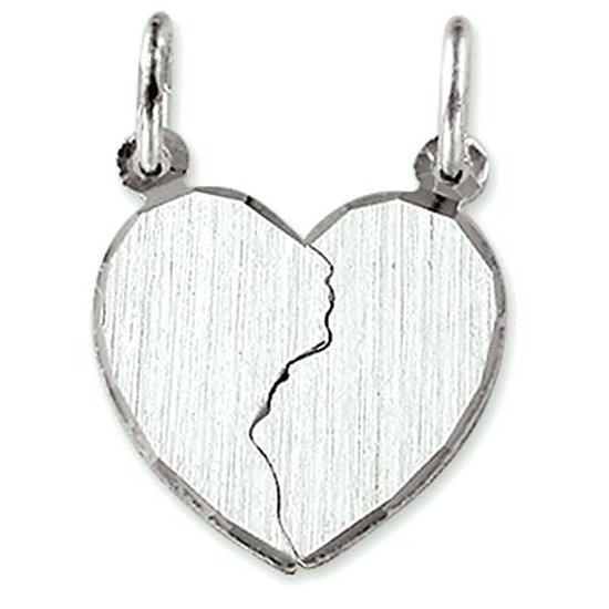 Foto: Vriendschapshartje breekhartje zilver mat gediamanteerd hart hanger gepersonaliseerd breekhart inclusief graveren