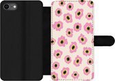 Bookcase Geschikt voor iPhone SE 2020 telefoonhoesje - Bloem - Patronen - Abstract - Met vakjes - Wallet case met magneetsluiting - Verjaardag cadeau tiener