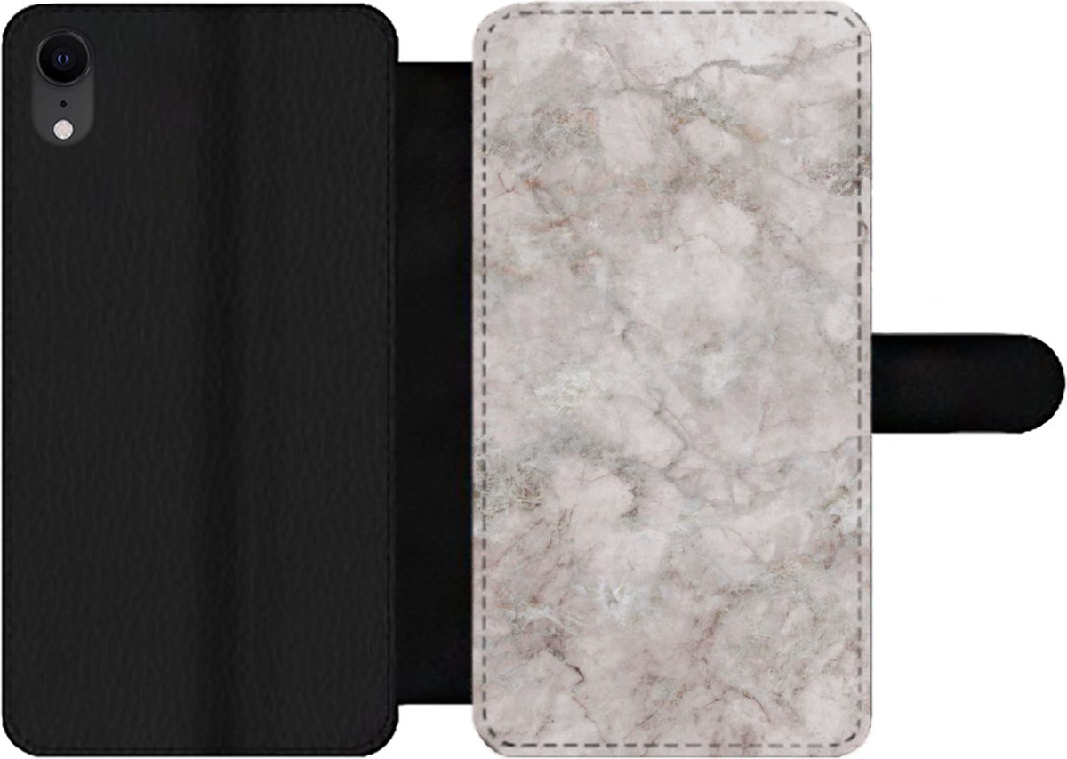 Telefoonhoesje Geschikt voor iPhone XR telefoonhoesje - Marmer print - Patronen - Chic - Met vakjes - Wallet case met magneetsluiting