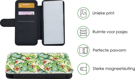 Etui portefeuille pour iPhone 11 Pro Max - Bloem - Feuille - Motifs - Avec poches - Etui portefeuille avec fermeture magnétique