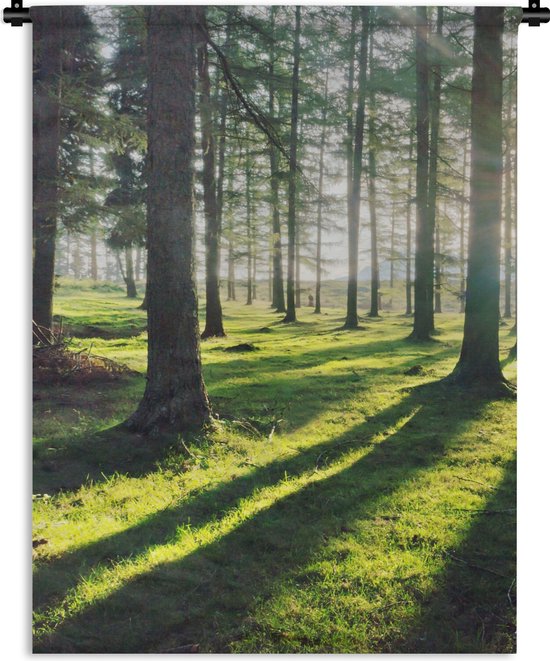 KnSam Wanddoek, boom zonneschijn 300 x 256 cm wandtapijt wandkleed groen in polyester, natuur landschap wandtapijt wandkleden met kunst natuur woondecoraties