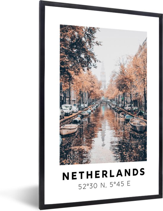 Fotolijst incl. Poster - Nederland - Kanaal - Herfst - 20x30 cm - Posterlijst