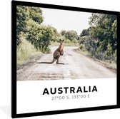 Fotolijst incl. Poster - Australië - Kangoeroe - Wegen - 40x40 cm - Posterlijst