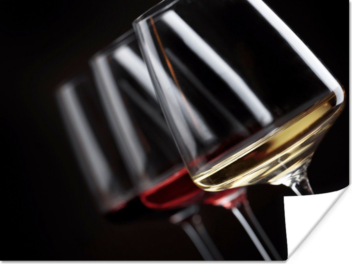 Poster Wijnglas - Wijn - Alcohol - 80x60 cm