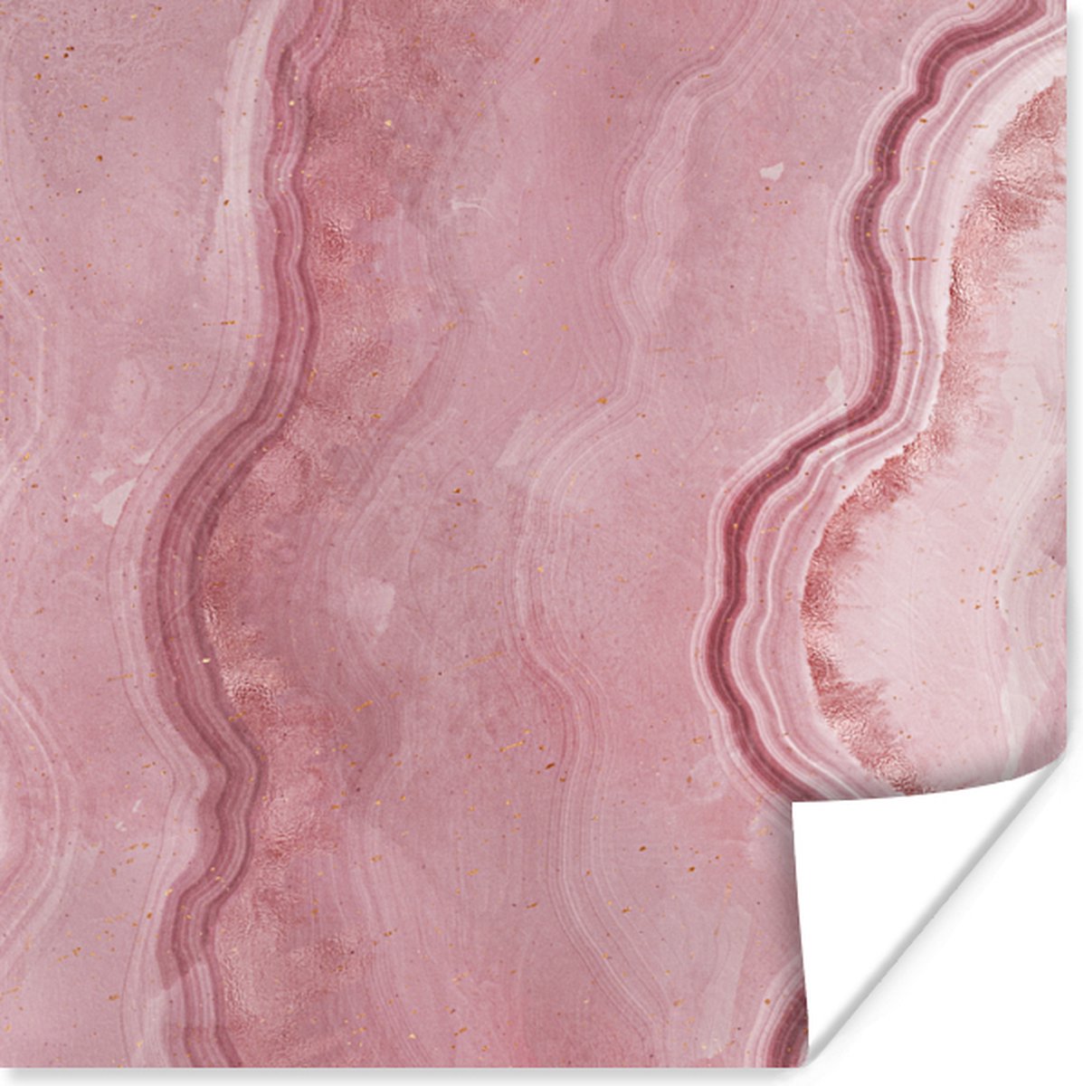 Poster Rosé - Agaat geode - Stenen - Kristal - 75x75 cm