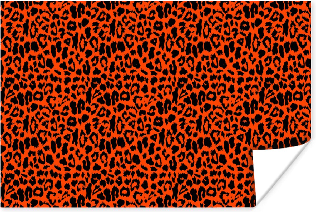 Poster Dierenprint - Rood - Panter - 30x20 cm