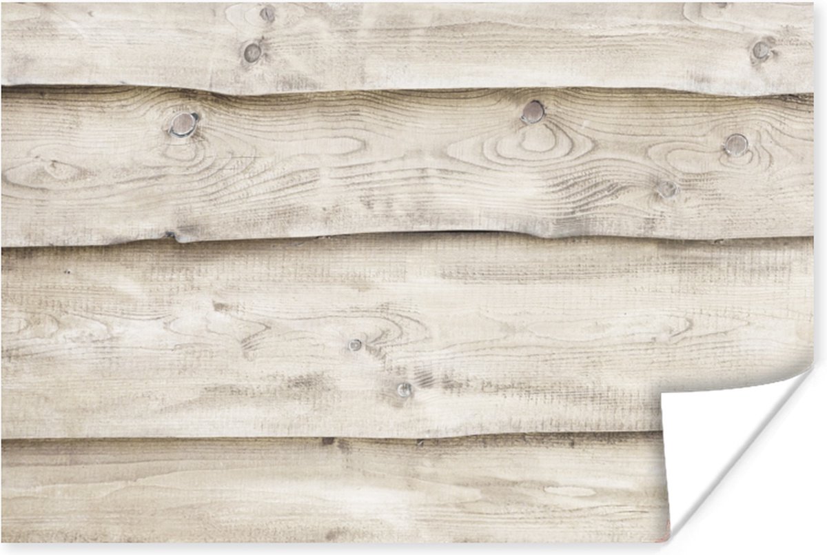 Poster Wit - Planken - Hout - Berk - 120x80 cm