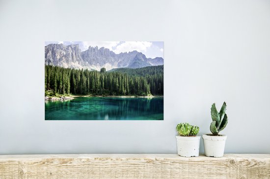 Poster Berg - Bomen - Water - 30x20 cm