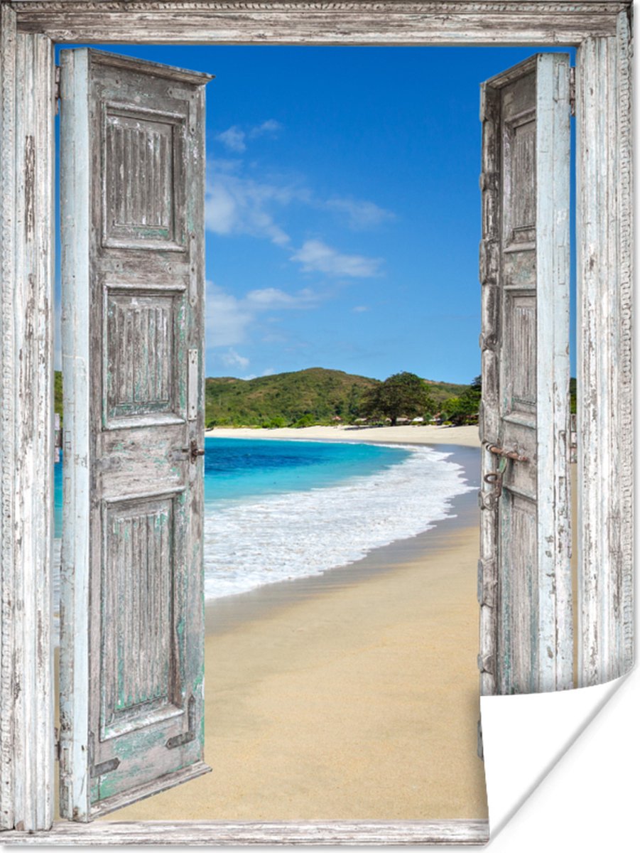 Poster Zee - Tropical - Doorkijk - Strand - 60x80 cm