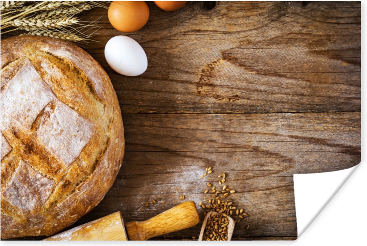 Poster Brood - Eieren - Keuken - 90x60 cm