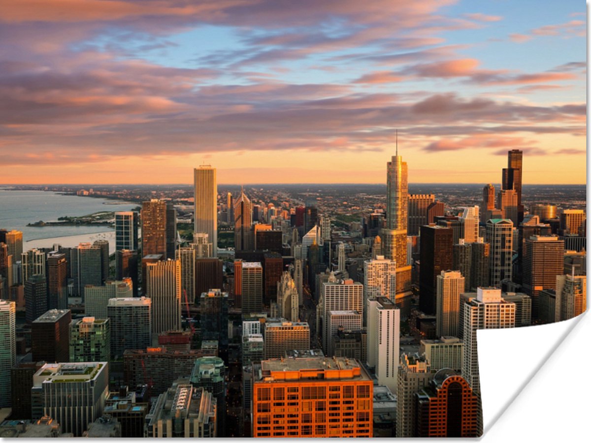 Poster Skyline - Stad - Wolken - Amerika - 80x60 cm