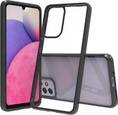 Mobigear Hoesje geschikt voor Samsung Galaxy A33 Telefoonhoesje Hardcase | Mobigear Crystal Backcover | Galaxy A33 Case | Back Cover - Transparant /Zwart | Transparant,zwart