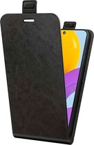 Just in Case Flipcase (omlaag) hoesje geschikt voor Samsung Galaxy M52 - Effen Zwart - Kunstleer