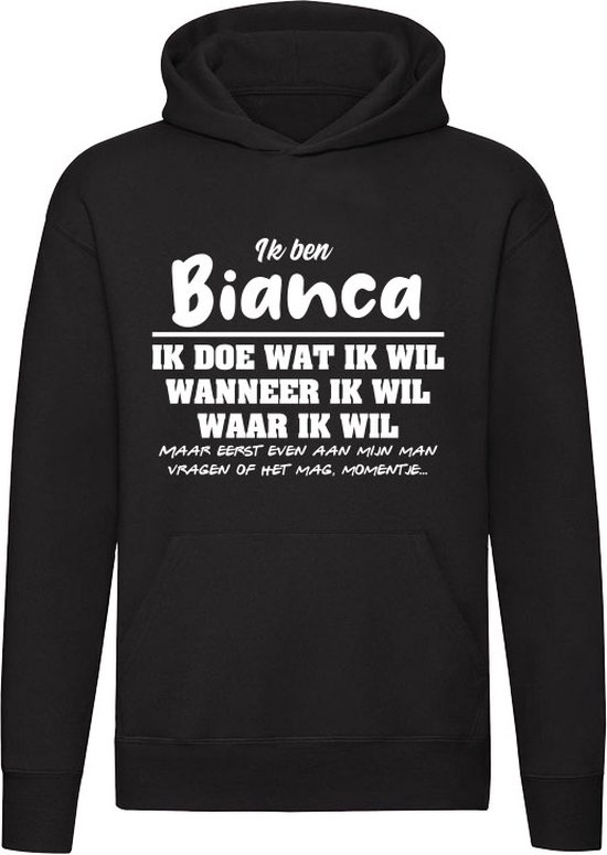 Bianca | verjaardagkado | verjaardag kado | cadeau | grappig | jarig | Unisex | Trui | Sweater | Hoodie | Capuchon | Zwart