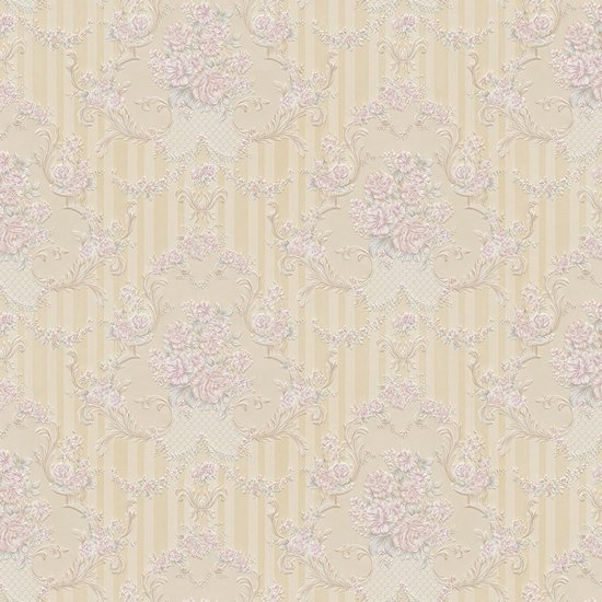 Barok behang Profhome 765789-GU papier behang licht gestructureerd in barok stijl mat roze bronzen beige 5,33 m2