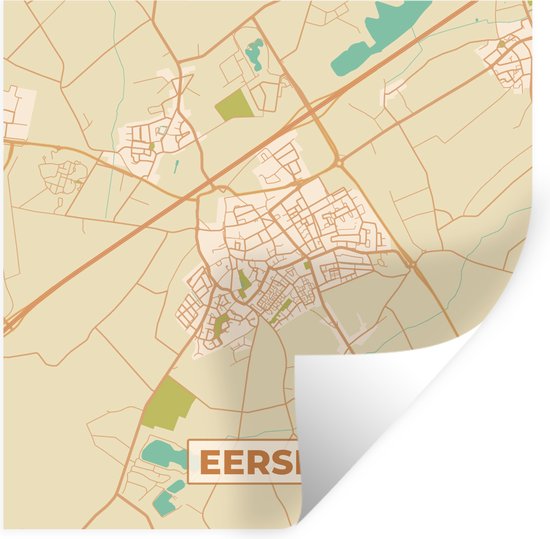 Stickers Stickers muraux - Carte - Eersel - Vintage - Carte - Plan de la ville - 120x120 cm - Feuille adhésive XXL
