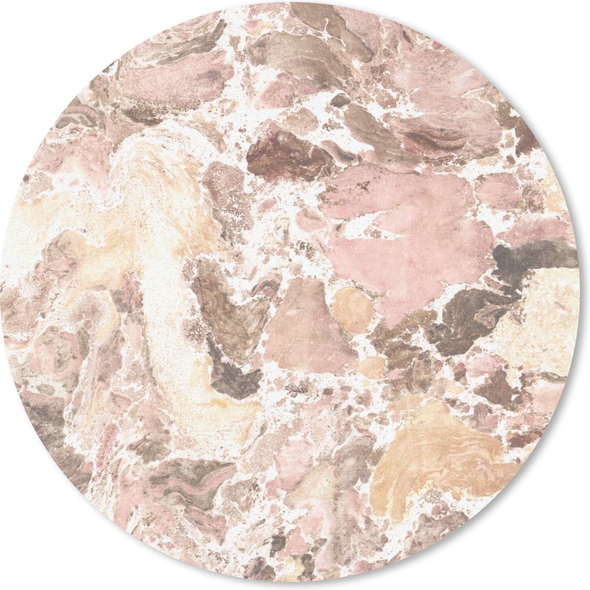 Muismat rond 50x50 cm - Mousepad Roze - Graniet print - Kristal - Ronde muismatten