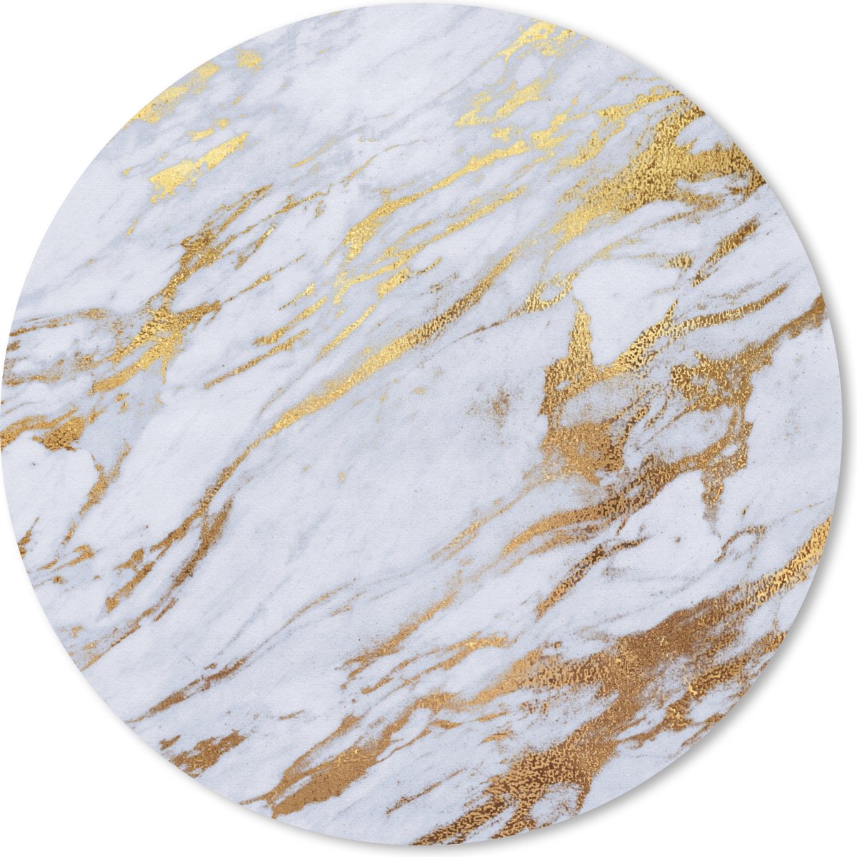 Muismat rond 50x50 cm - Mousepad Marmer - Patronen - Goud - Wit - Ronde muismatten