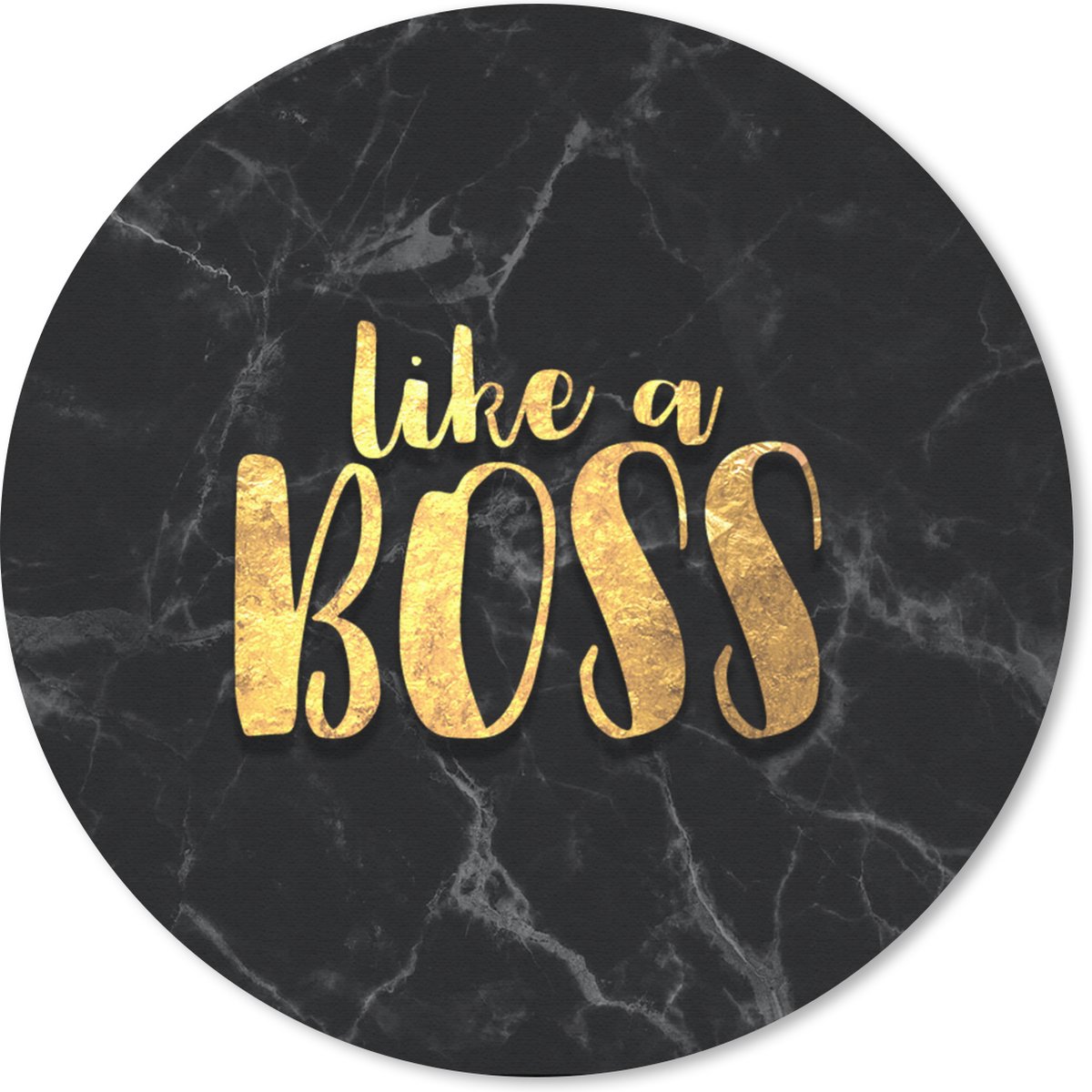 Muismat rond 30x30 cm - Mousepad Quote - Boss - Goud - Marmer print - Ronde muismatten