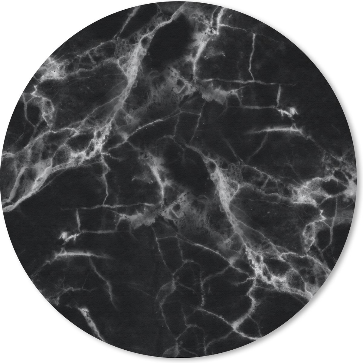 Muismat rond 50x50 cm - Mousepad Marmer - Zwart - Wit - Chic - Ronde muismatten