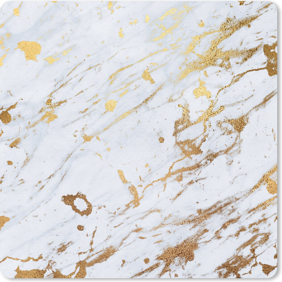 Muismat 20x20 cm - Mousepad Marmer - Patronen - Goud - Wit - Muismatten