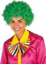 Groene clownspruik afro voor volwassenen met krulletjes