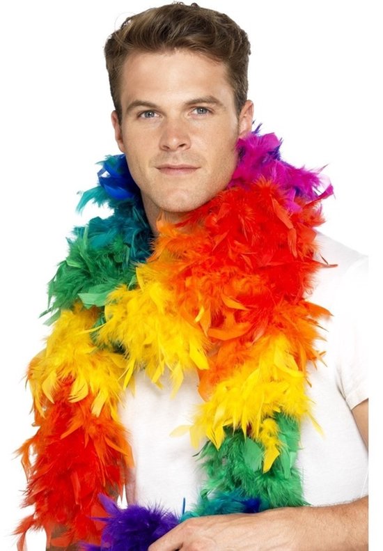 Smiffy's Luxe verkleed boa - regenboog kleuren - gaypride - LHBTIQ
