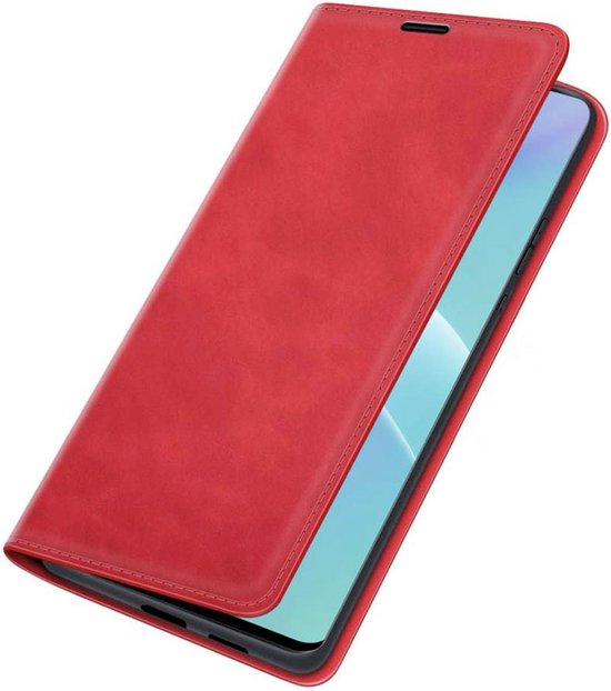 Bookcase hoesje de bibliothèque pour OnePlus Nord 2T - Just in Case où - Rouge uni - Similicuir