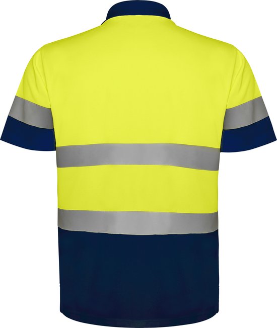 Polo Haute Visibilité Polaris Blauw Marine / Jaune Fluor avec bandes réfléchissantes Taille L marque Roly