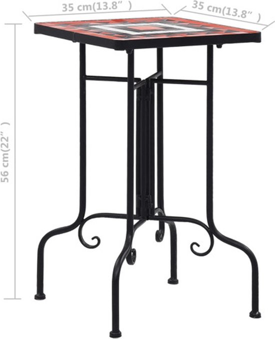 vidaXL Table d'appoint Mosaïque Céramique Terre cuite et Blanc - Table - Tables - Table - Tables