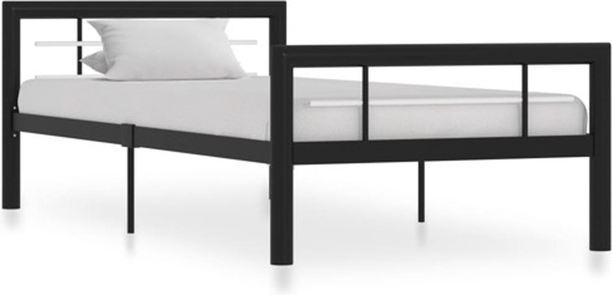 vidaXL-Bedframe-metaal-zwart-en-wit-100x200-cm