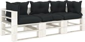 vidaXL - Tuinbank - 3-zits - met - antracietkleurige - kussens - pallet - hout