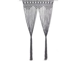 vidaXL - Gordijn - macramé - 140x240 - cm - katoen - antraciet