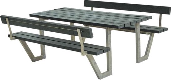 Picknicktafel gerecycled kunststof grijs - Wega 2 rugleuning 185 x 177 x 76 cm