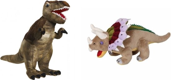 Socialisme ONWAAR eetlust Setje van 2x knuffel dinosaurussen T-rex van 48 cm en Triceratops van 30 cm  - Dino... | bol.com