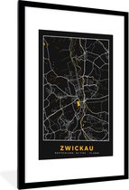Fotolijst incl. Poster - Stadskaart – Plattegrond – Duitsland – Goud – Zwickau – Kaart - 60x90 cm - Posterlijst