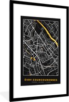 Fotolijst incl. Poster - Frankrijk - Évry-Courcouronnes - Stadskaart - Kaart - Plattegrond - 60x90 cm - Posterlijst