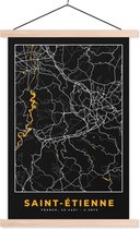 Porte-affiche avec affiche - Affiche scolaire - Carte - Carte - France - Saint-Étienne - Plan de la ville - 60x90 cm - Lattes vierges