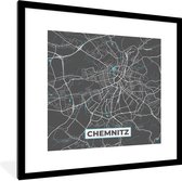 Fotolijst incl. Poster - Kaart – Plattegrond – Stadskaart – Chemnitz – Duitsland – Blauw - 40x40 cm - Posterlijst