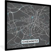 Fotolijst incl. Poster - Kaart – Plattegrond – Stadskaart – Chemnitz – Duitsland – Blauw - 40x40 cm - Posterlijst