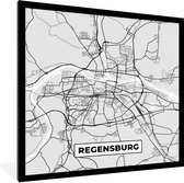 Fotolijst incl. Poster - Duitsland - Plattegrond - Regensburg - Kaart - Stadskaart - 40x40 cm - Posterlijst