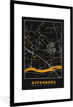 Fotolijst incl. Poster - Duitsland – Black and Gold – Offenberg – Stadskaart – Kaart – Plattegrond - 80x120 cm - Posterlijst