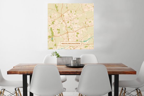 Affiche Carte - Recklinghausen - Vintage - Carte - Plan de la ville - 75x75 cm