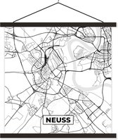 Porte-affiche avec affiche - Affiche scolaire - Carte - Neuss - Plan d'étage - Plan de la ville - 40x40 cm - Lattes noires