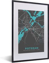 Fotolijst incl. Poster - Blauw – Duitsland – Plattegrond – Stadskaart – Kaart – Potsdam - 40x60 cm - Posterlijst