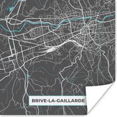 Poster Plattegrond - Kaart - Stadskaart - Brive-la-Gaillarde - Frankrijk - 100x100 cm XXL
