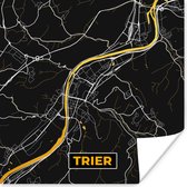 Poster Black and Gold – Stadskaart – Trier – Duitsland – Plattegrond – Kaart - 30x30 cm