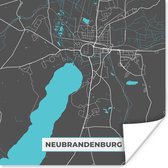 Poster Blauw – Duitsland – Plattegrond – Stadskaart – Kaart – Neubrandenburg - 75x75 cm